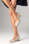 Beige Color Patent Leather Heeled Shoes