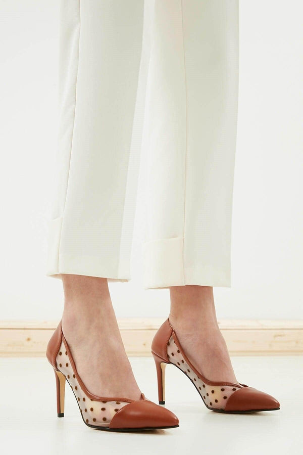 حذاء كعب عالي- عسلي