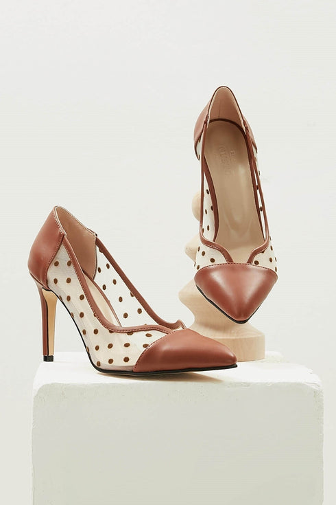 حذاء كعب عالي- عسلي