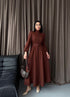 فستان نسائي طويل لون بني