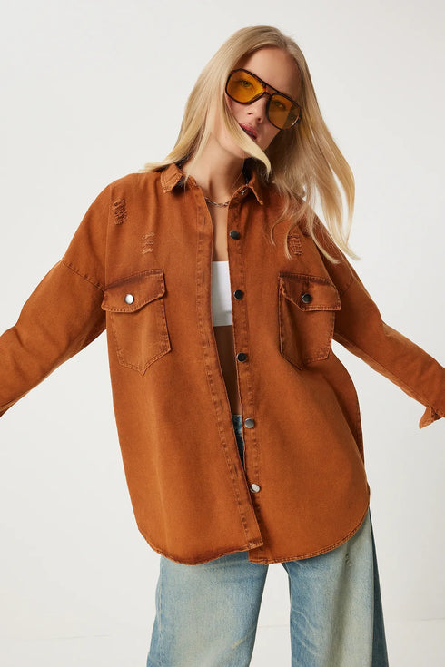 قميص - باللون البني