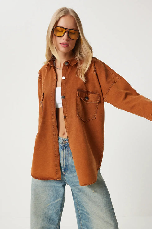 قميص - باللون البني