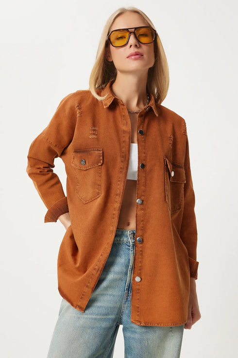 قميص - باللون البني