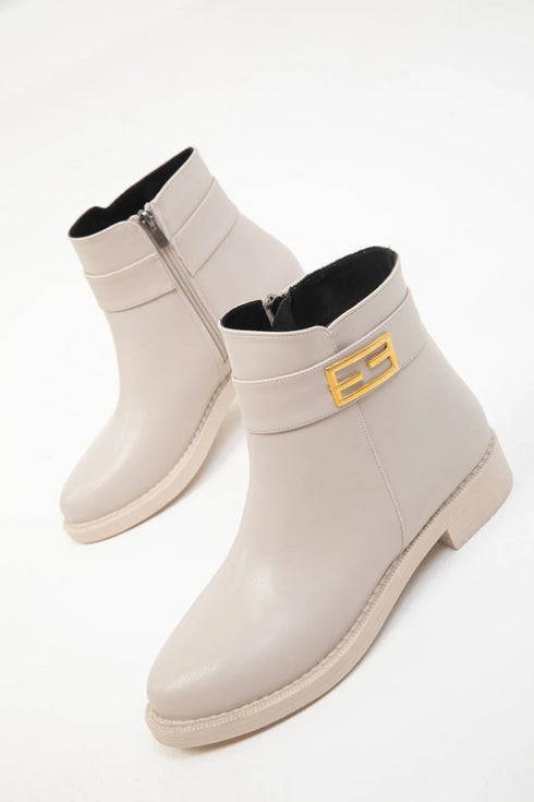 جزمة قصيرة لون بيج