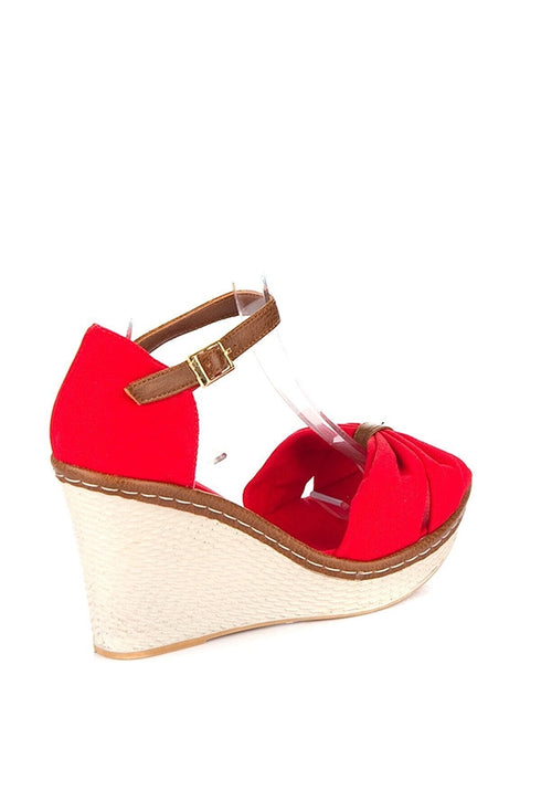 صندل كعب روكي باللون الأحمر