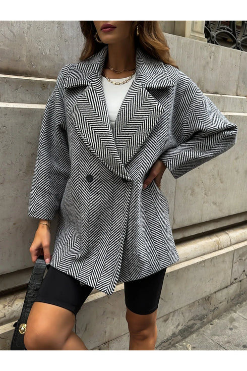 جكيت قصير مبطن لون رمادي