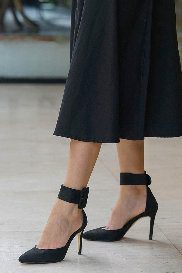 حذاء كعب عالي شامواه لون أسود