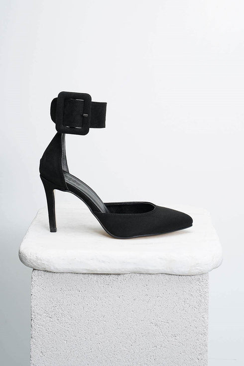 حذاء كعب عالي شامواه لون أسود