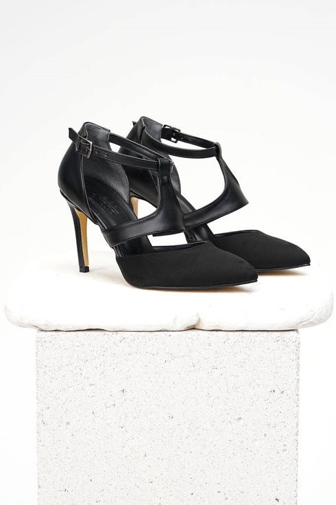 حذاء كعب عالي شامواه - أسود