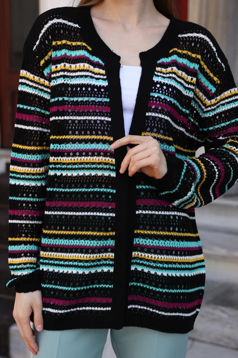 جرزة تريكو مخططة - أسود