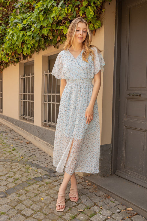 فستان زهري قصير - أزرق فاتح