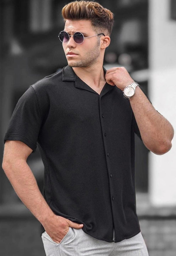 قميص رجالي - أسود