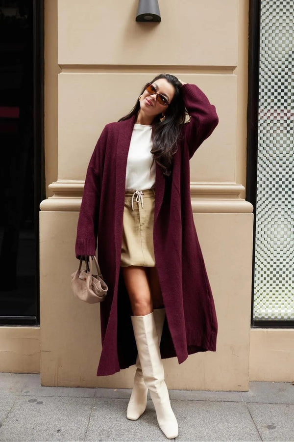 كارديغان تريكو باللون الأحمر الغامق *