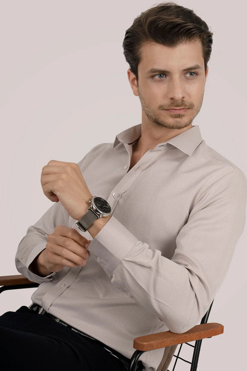 قميص رجالي - بيج