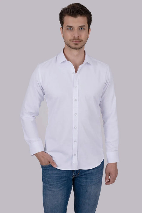 قميص رجالي- أبيض