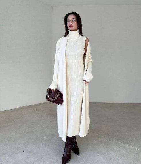 طقم تريكو- فستان وكارديغان طويل