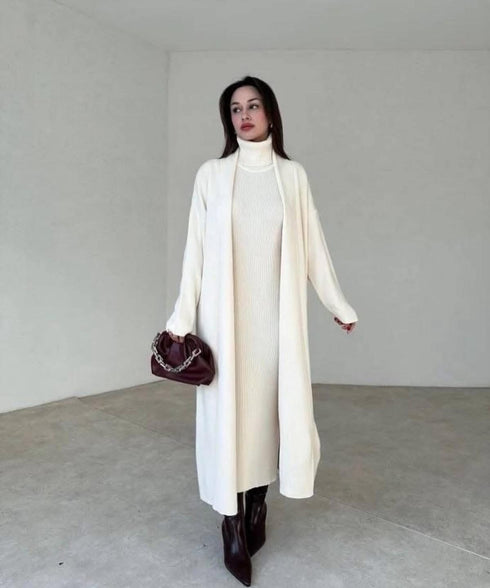 طقم تريكو- فستان وكارديغان طويل