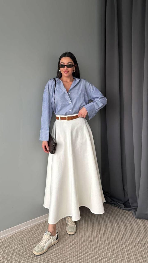 تنورة نسائية طويلة لون إيكرو