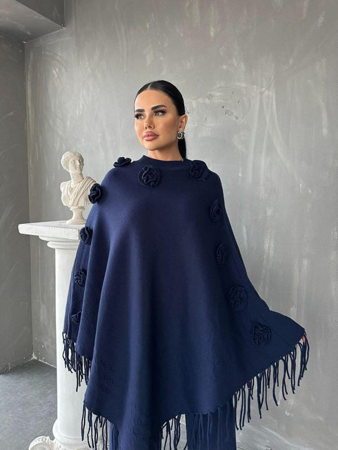 طقم صوف قطعتين - كحلي