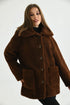 معطف فرو لون بني غامق