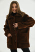 معطف فرو لون بني غامق