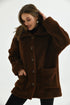 معطف فرو لون بني غامق