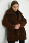 معطف فرو لون بني غامق