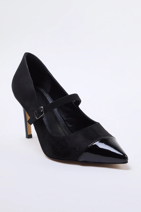 حذاء نسائي كعب كلاسيكي لون أسود