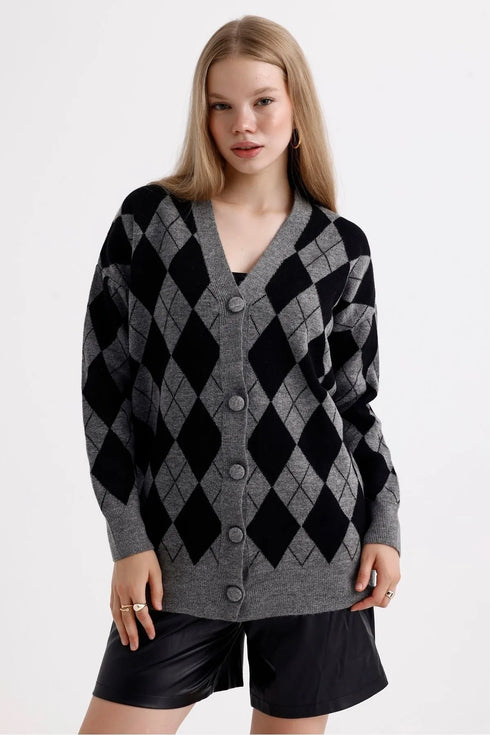 جرزة صوفية منقوشة لون رمادي غامق