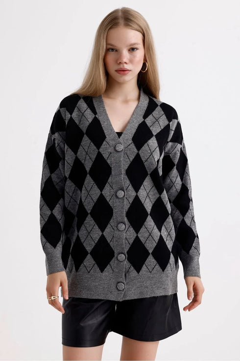 جرزة صوفية منقوشة لون رمادي غامق