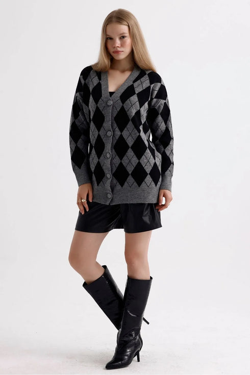 جرزة صوفية منقوشة لون رمادي غامق