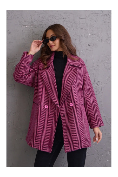 جكيت قصير مبطن لون فوشيا