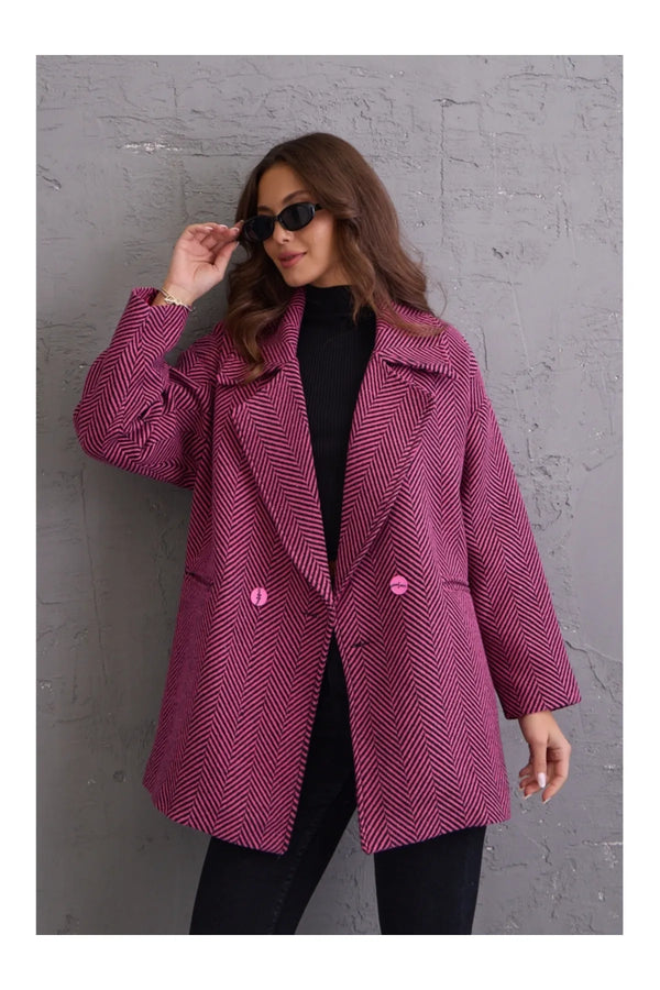 جكيت قصير مبطن لون فوشيا