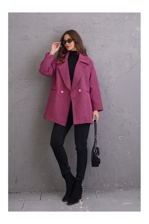 جكيت قصير مبطن لون فوشيا