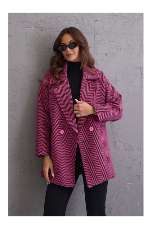 جكيت قصير مبطن لون فوشيا