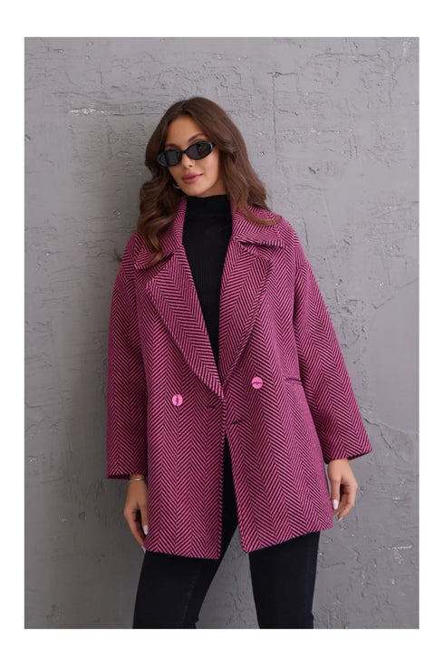 جكيت قصير مبطن لون فوشيا