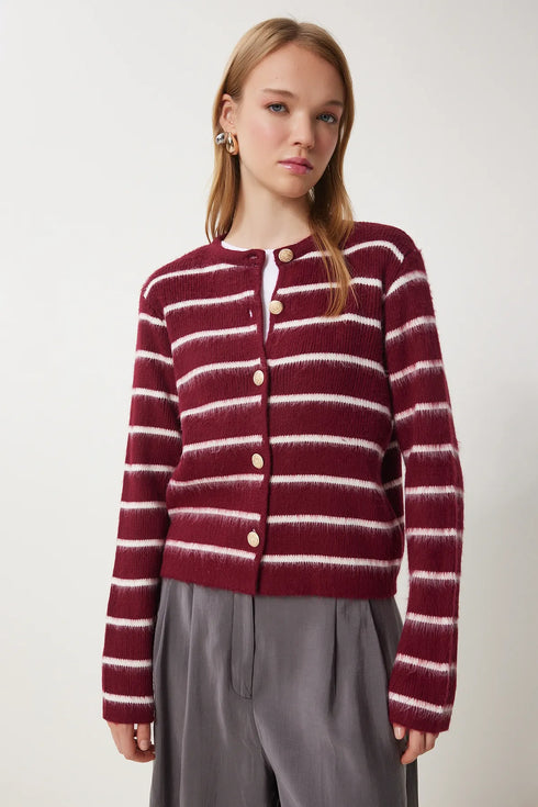 جرزة صوفية مخططة باللون العنابي