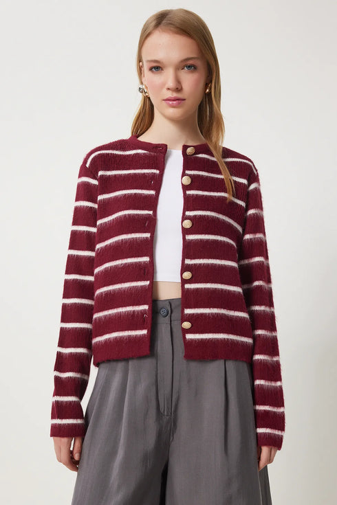 جرزة صوفية مخططة باللون العنابي