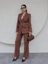 طقم قطعتين بليزر وبنطلون لون موكا