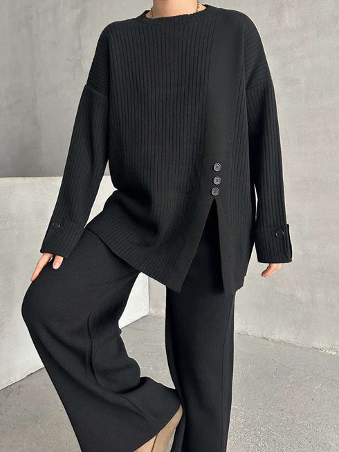 طقم صوف ناعم - أسود