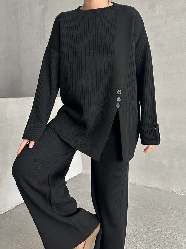 طقم صوف ناعم - أسود