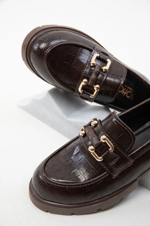 حذاء كاجوال كروكو لون بني