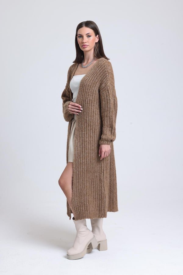 Women's Long Cardigan- Mink