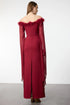 فستان سهرة طويل أنيق بأكمام شيفون - بوردو