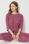Cherry Bruise Soft Touch Fine Knitted Embroidered Pajamas Set