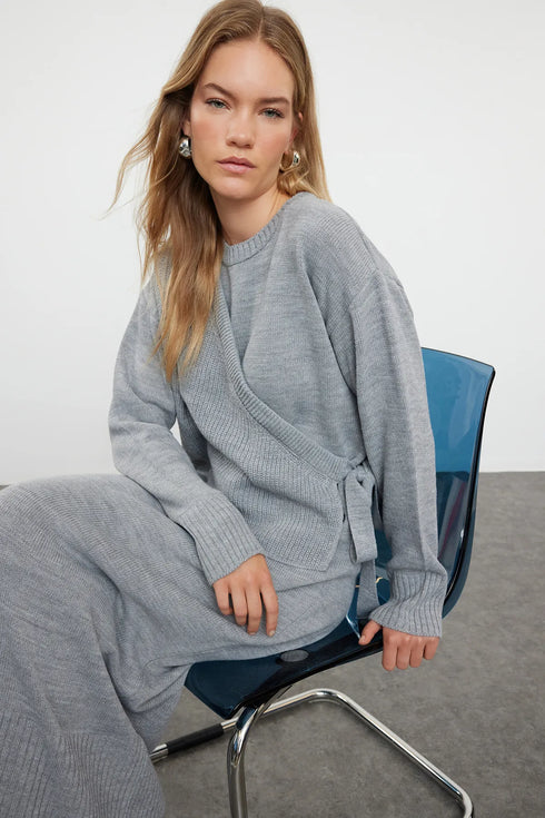 فستان تريكو - رمادي