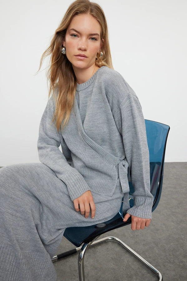 فستان تريكو - رمادي