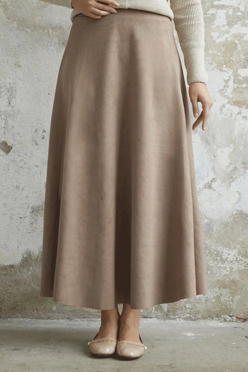 تنورة نسائية من الشامواه - لون بيج