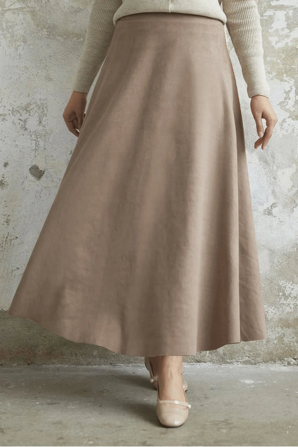 تنورة نسائية من الشامواه - لون بيج