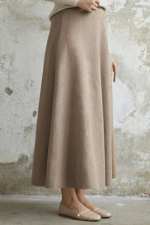 تنورة نسائية من الشامواه - لون بيج